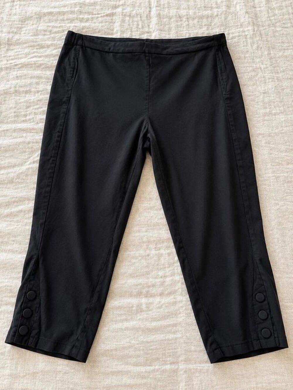 J.Jill Linen Stretch Cropped Pants Women’s 3X Navy Blue Button Hem